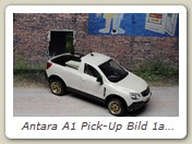  Antara A1 Pick-Up Bild 1a

Hersteller: Basis Norev

Umgebaut habe ich den Antara SUV in einen sportlichen Pick-Up. Lackierung in white perl. Felgen von Sprint43 BBS2000. Dachspoiler ist Eigenbau. Trennwand wurde von einem Combo C entnommen und angepasst. Bänke/ Holzkisten wurden ebenfalls in Eigenregie angefertigt.
