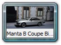 Manta B Coupe Bild 5a

Hersteller: Schuco (02768)
silber GT/J, Auflage 1.000 mal 08/2011

Hersteller: Praline
In türkis, gelb und dunkelblau bot man den Manta an (alle nicht in meinem Besitz)