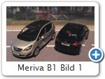Meriva B1 Bild 1

Hersteller: Minichamps
cosmoschwarz Mitte 2011 Auflage ???
starsilber III 1008 mal KW 44 / 2011
